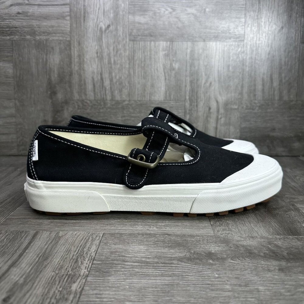 Black Mary Jane Canvas Sneaker with White Sole